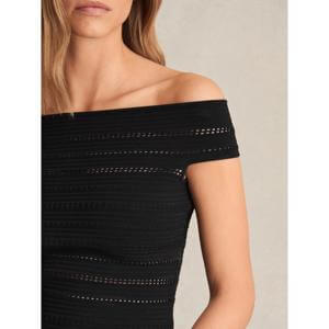 REISS Alessia Bardot Open Knit Top
